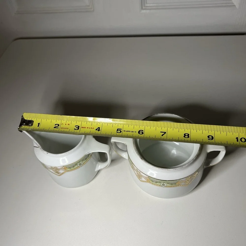 antique hand-painted porcelain creamer and‎ sugar bowl set